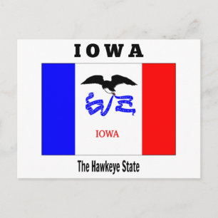 Iowa flag, The Hawkeye State, Postcard