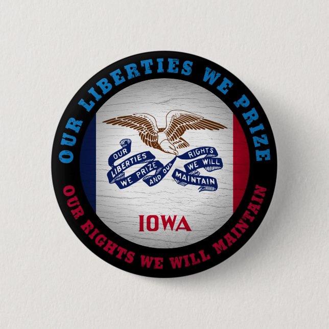 IOWA HAWKEYE STATE FLAG 2 INCH ROUND BUTTON (Front)