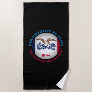 IOWA HAWKEYE STATE FLAG BEACH TOWEL