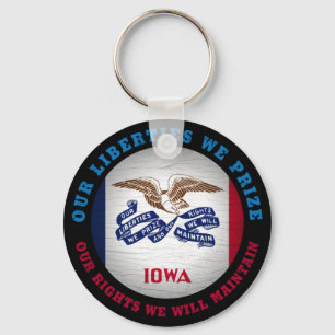 IOWA HAWKEYE STATE FLAG KEYCHAIN