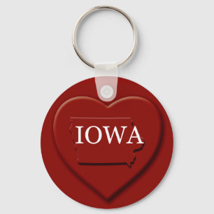 Iowa Heart Map Keychain