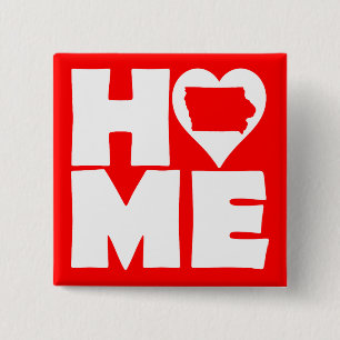 Iowa Home Heart State Button Badge Pin