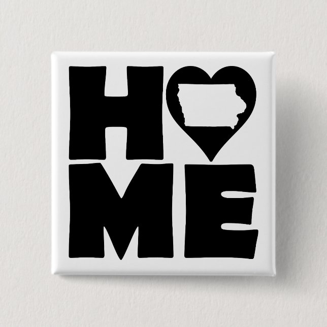 Iowa Home Heart State Button Badge Pin (Front)