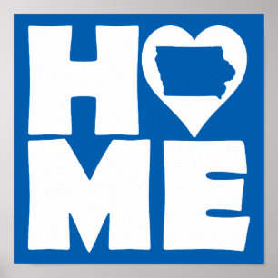 Iowa Home Heart State Poster Sign