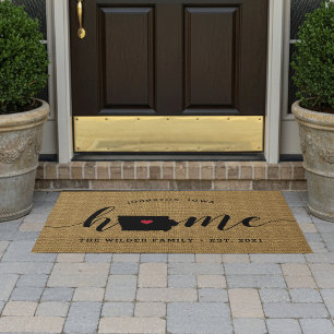 Iowa Home State Personalized Doormat