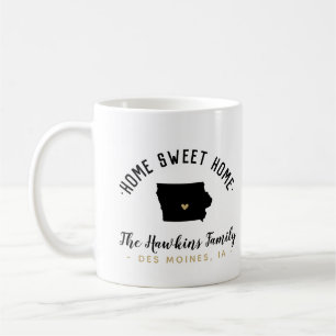 Iowa Home Sweet Home Famille Monogramme Mug