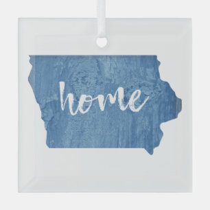 Iowa Home Wood Grain Glass Ornament