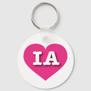 Iowa Hot Pink Heart - I love IA Keychain