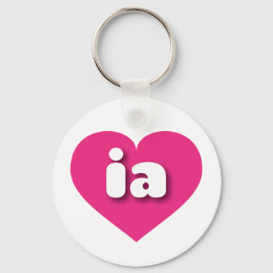 Iowa hot pink heart - I love ia Keychain