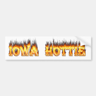 Iowa hottie fire and flames bumper sticker