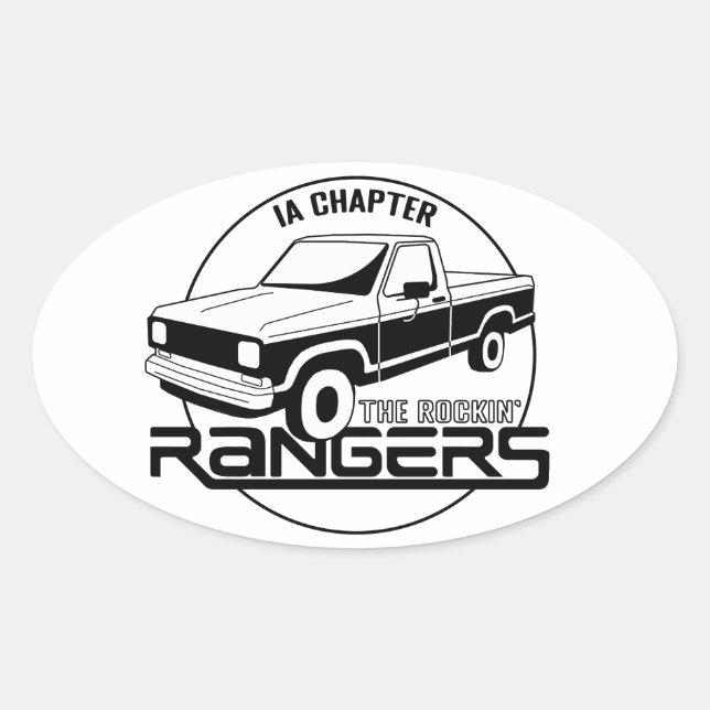 Iowa, IA - Rockin’ Rangers Chapter, Early Gen Oval Sticker (Front)