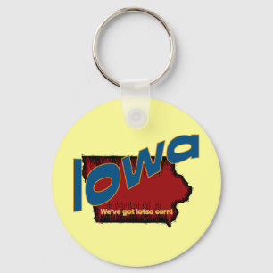Iowa IA US Motto ~ We've Got Lotsa Corn Keychain