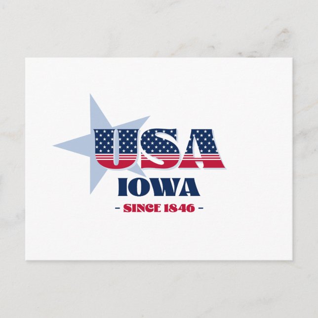Iowa in Red, White, and Blue Postcard (Front)