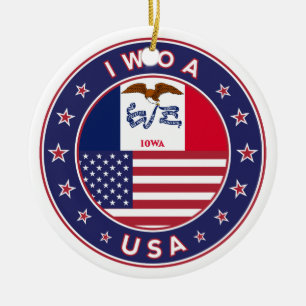 Iowa, Iowa sticker, bag, clock Ceramic Ornament