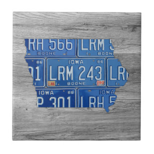 Iowa License Plate Map Ceramic Tile