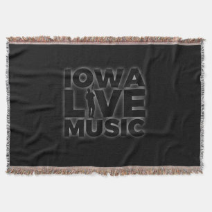 Iowa Live Music Guitar Player Gift Throw Blanket