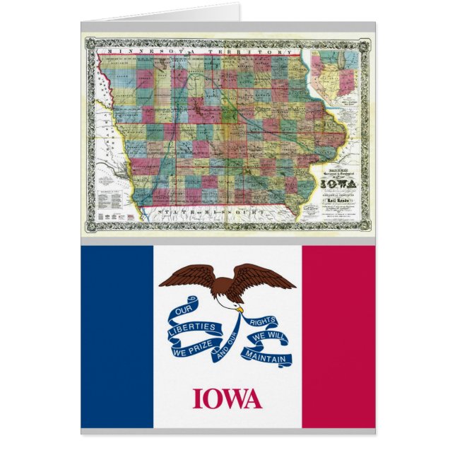 Iowa Map and State Flag (Front)