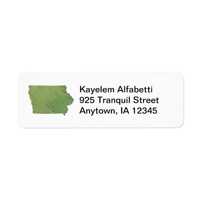 Iowa Map Return Address Label (Front)
