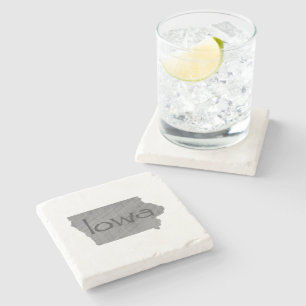 Iowa Map Shaped Vintage Grey Chalkboard with Name Stone Coaster