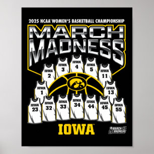 Iowa March Madness 2025 Women's Sketll Nil Poster
