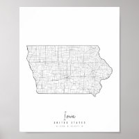 Iowa Minimal Street Map