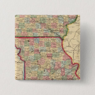 Iowa, Missouri Map by Mitchell 2 Inch Square Button