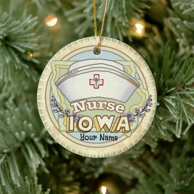 Iowa Nurse Ceramic Ornament (Tree)
