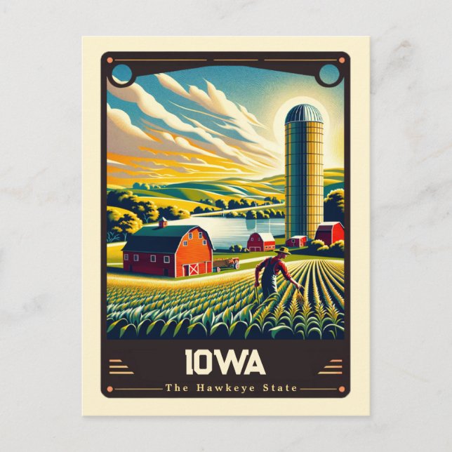 Iowa | Patriotic Spirit Vintage Postcard (Front)