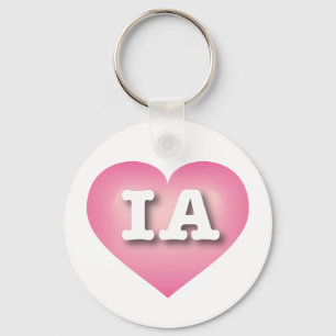Iowa Pink Fade Heart - I love IA Keychain