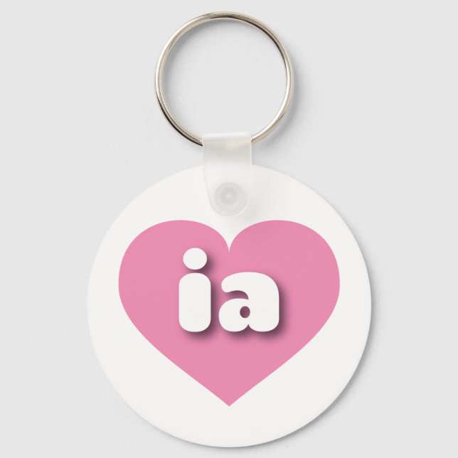 Iowa pink heart - I love ia Keychain (Front)