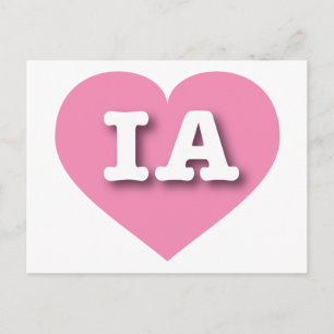 Iowa Pink Heart - I love IA Postcard
