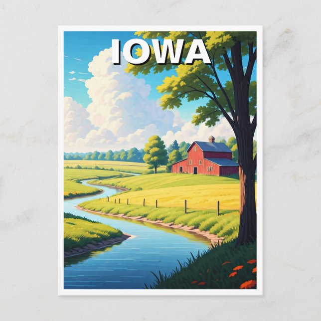 Iowa Red Barn Postcard (Front)