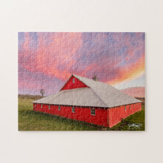 Iowa Red Barn Sunset - Puzzle
