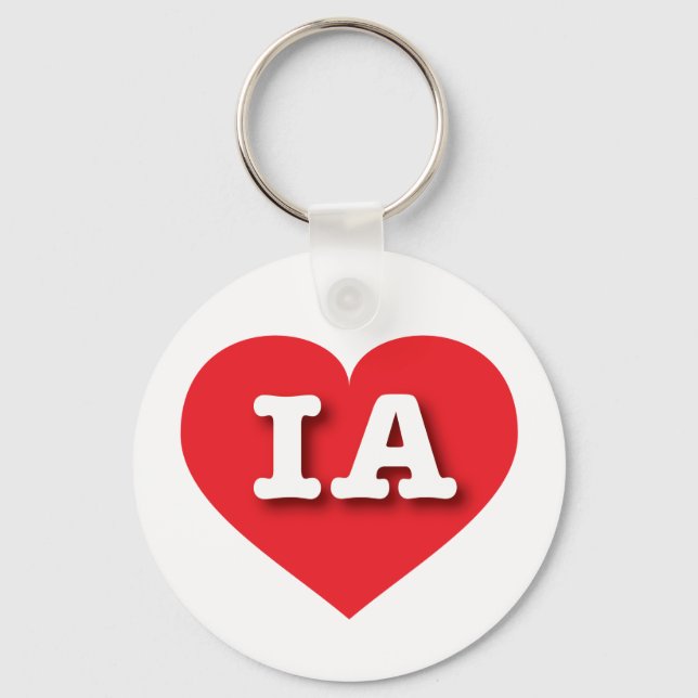 Iowa Red Heart - I love IA Keychain (Front)