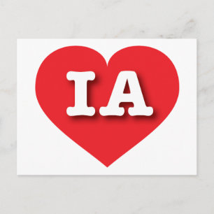 Iowa Red Heart - I love IA Postcard