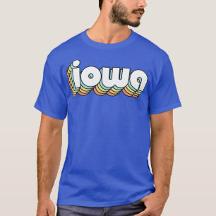 Iowa Retro Rainbow Typography Faded Style T-Shirt