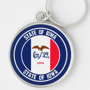 Iowa Round Emblem Keychain