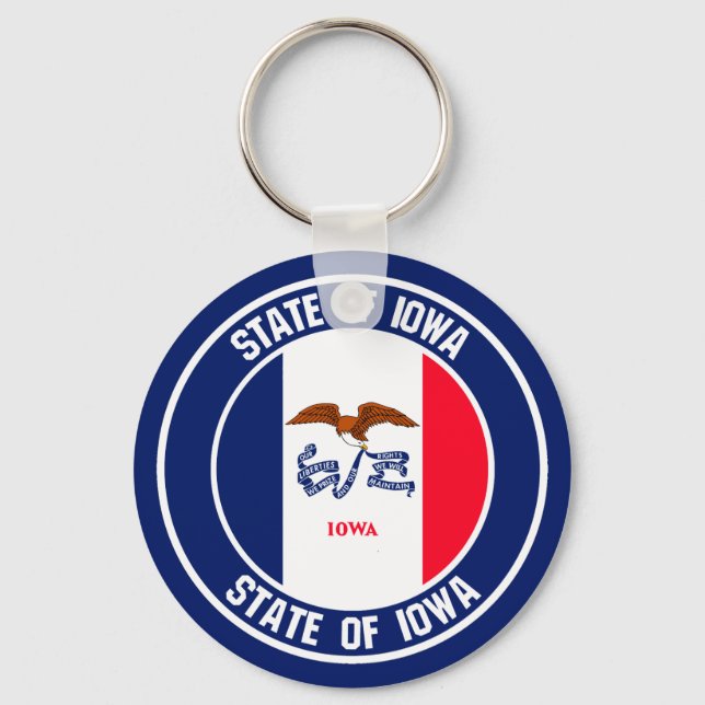 Iowa Round Emblem Keychain (Front)