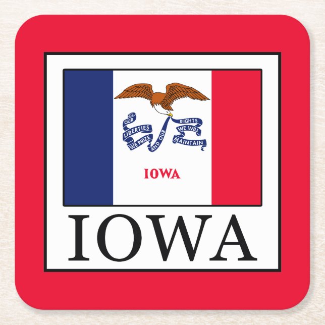 Iowa Square Paper Coaster (Front)