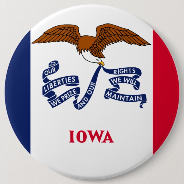 Iowa State Flag 6 Inch Round Button (Front)