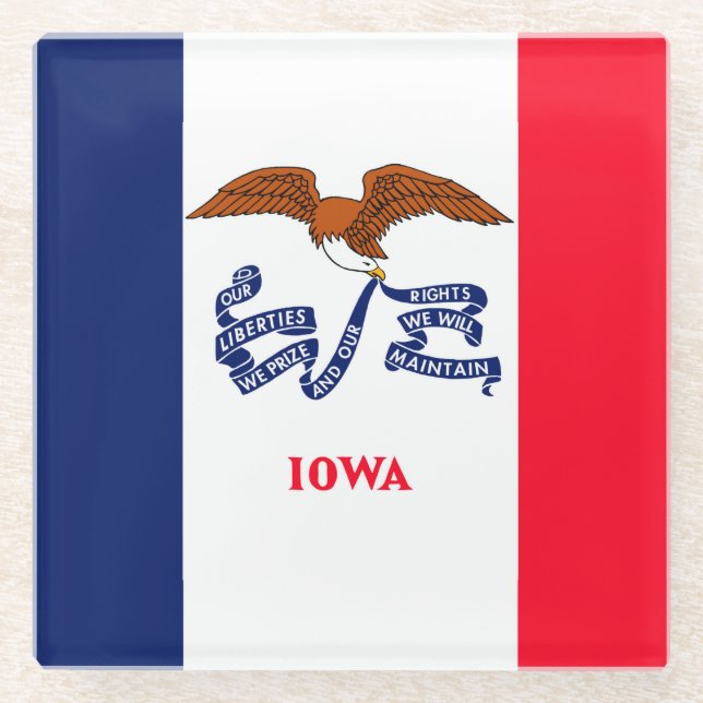 Iowa State Flag Design Decor Glass Coaster (Front)