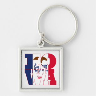 Iowa state flag text keychain