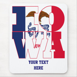 Iowa state flag text mouse pad