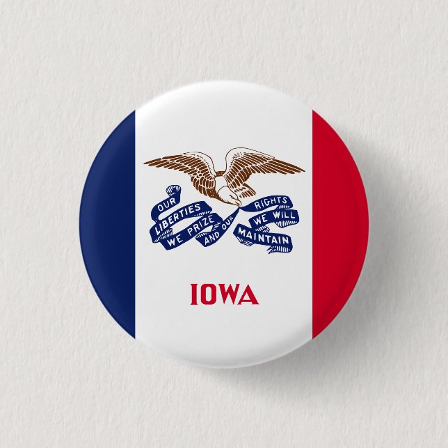 Iowa State Flag USA 1 Inch Round Button (Front)