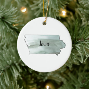 Iowa State Illustration Ceramic Ornament