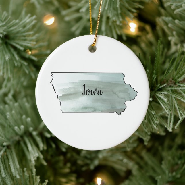 Iowa State Illustration Ceramic Ornament (Tree)