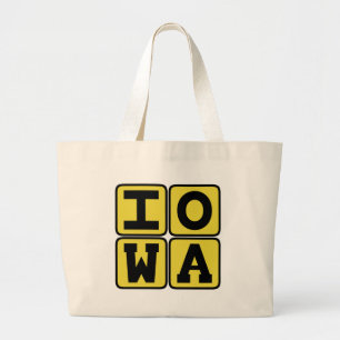 IOWA State Iowan Hawkeye Des Moines Cedar Rapids Large Tote Bag