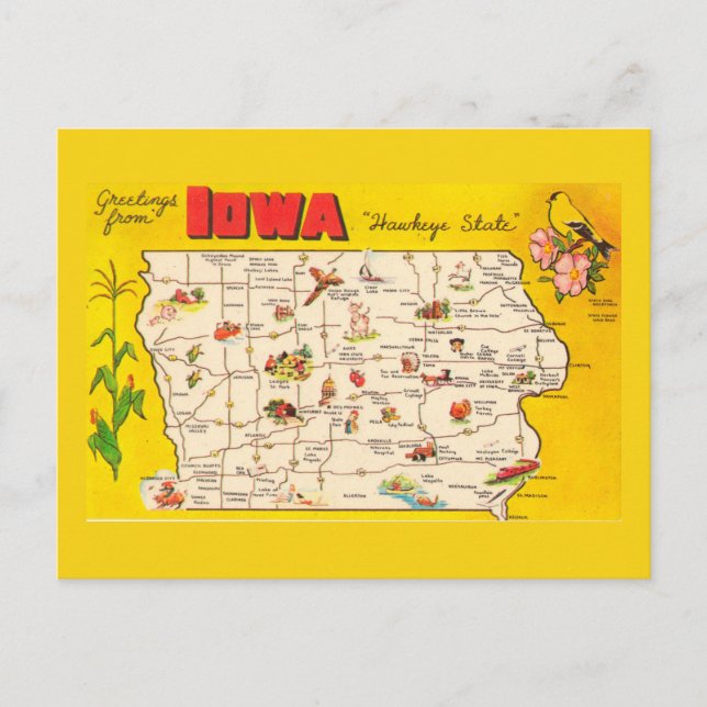 Iowa State Map Postcard (Front)