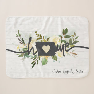 Iowa State Personalized Your Home City Rustic Chic Sherpa Blanket