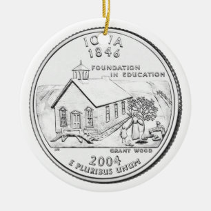 Iowa State Quarter Ceramic Ornament